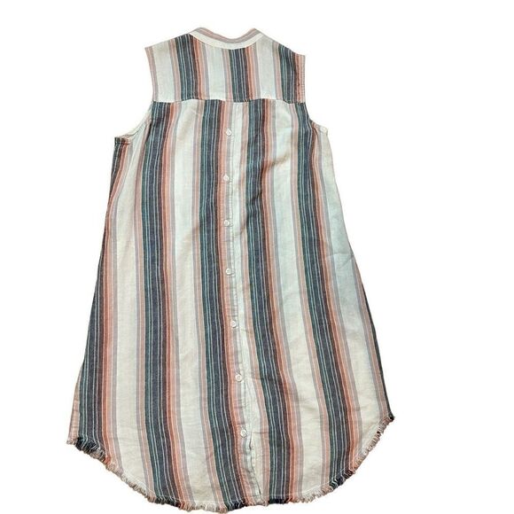 Cloth & Stone Sunburst Fray Button Down Linen Blend Sleeveless Shirt Dress Sz S - Picture 6 of 11